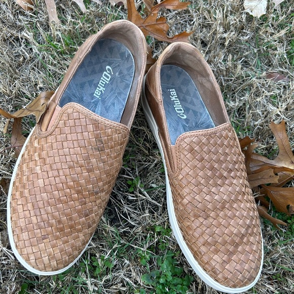OluKai Tan Woven Slip-On Mens Leather Loafers Sz-10. G main image 13